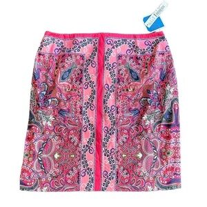 Antonio Melani Jeni Skirt Vibrant Pink Floral Side Hidden Zipper Lined Size 10